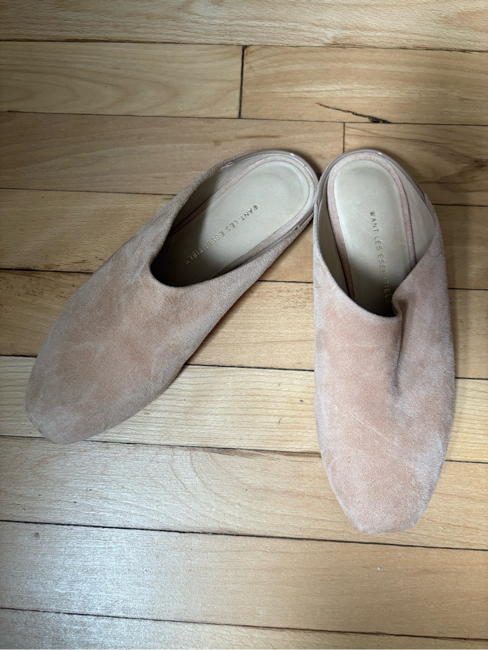 WANT Les Essentiels Blush Suede Slip-On Mules
